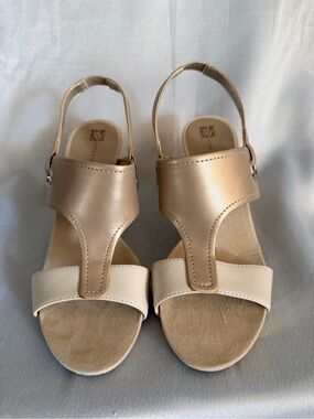 Preloved Anne Klein Two-Tone Champagne and Beige Slingback Sandals